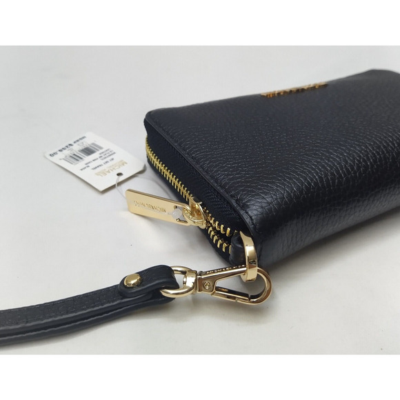 Michael Kors Jet Set Travel Black Pebbled Leather Zip Around Wallet - NWT $258 - Picture 7 of 16